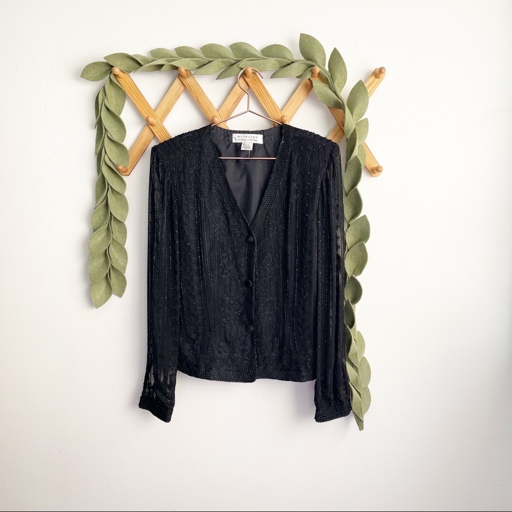 Vintage Niteline Black Beaded Top/Jacket
